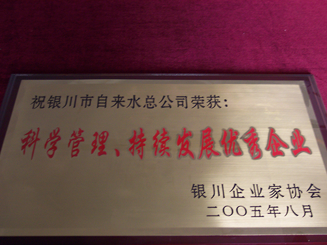 2005年8月銀川企業(yè)協(xié)會(huì)科學(xué)管理、持續(xù)發(fā)展優(yōu)秀企業(yè)